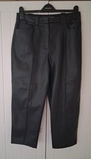 M&S black faux leather cropped