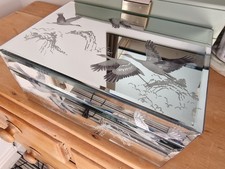 Rare *Laura Ashley* Animalia cranes mirrored jewellery box 
