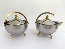 Vintage 1980s Bodum Carsten Jorgensen Teaball Stainless Creamer & Sugar Bowl