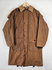 P.G. Field Mens Waxed Jacket Large Brown Long Full Length Trench Coat PG Field