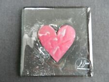 Jo Downs glass Heart design coaster with label x1. 2 Available
