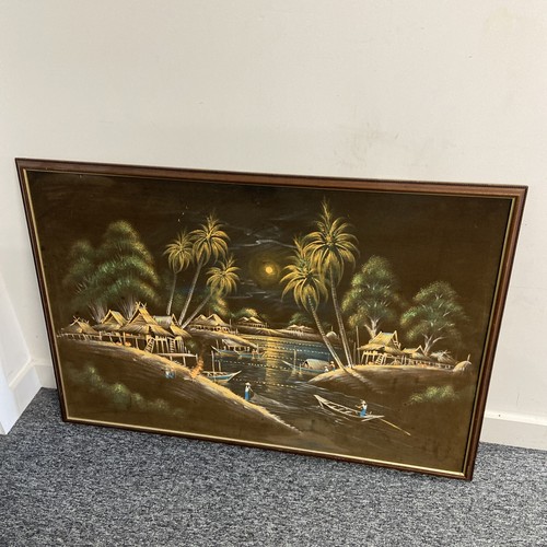 Vintage framed velvet painting - vintage,
