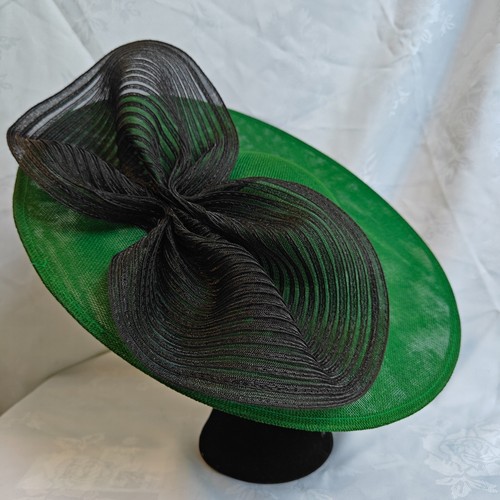 Green black bow - green, wide