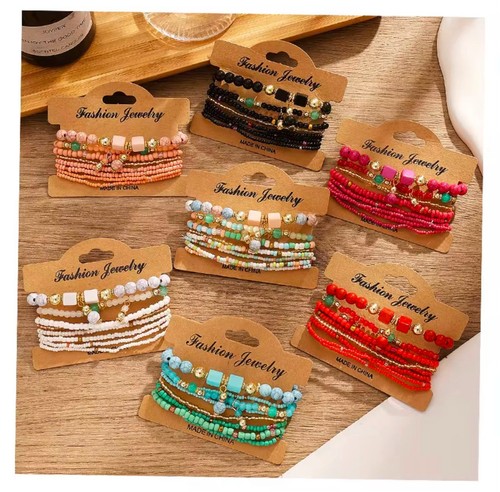 Boho beaded bracele stackable - boho,
