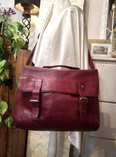 SACCOO Amsterdam Real LEATHER Burgundy Crossbody Tote Satchel Large Unisex