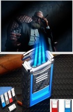 ✅Free Name engrave ✅Triple fire JET BLUE FLAME LIGHTER ✅METAL Gas Lighter  ✅#26