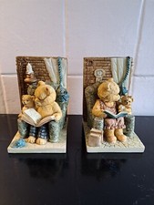 Vintage ACADEMY Heavy Resin Teddy Bear Bookends