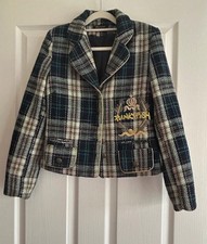 Punky Fish Motif plaid preppy Jacket Size 8