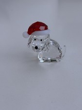 Swarovski Crystal Dog With Santa Hat Christmas 5060449