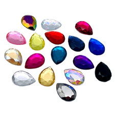 50 x EIMASS® Glue on Flat Back Teardrop Crystals, Pear Shape Rhinestone,