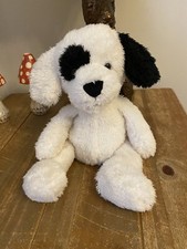 Giftworks White Puppy Dog With Black Eye Patch Soft Toy 15” Beanie Bottom Rare