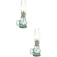 2 Count Old Fashioned Kerosene Lamp Chamber Oil Glass Indoor Lamps