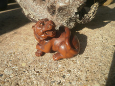 Hand Carved wood netsuke Tiger
