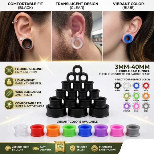 3mm 40mm flexible ear tunnel - flexible,