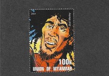 BOB MARLEY  STAMP   SINGER POP MUSIC ART  MNH MYNMAR 2001