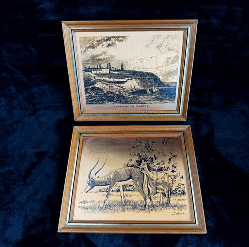 Vintage copper etchings framed - copper,