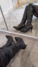 NEW LOOK - Black Faux Leather Stiletto High Heel Over The Knee Boots - Uk 9 NEW
