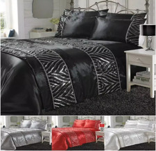 CRYSTAL Shimmer Diamante Sequins SPARKLE Duvet Quilt Cover Bedding Set