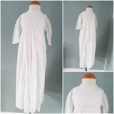 Antique Babys Dress Gown Victorian Edwardian Floral Embroidered Cotton Lace