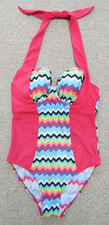 Figleaves Swimsuit 36B. Halter Neck. Tummy Control. Underwired Molded Cups.