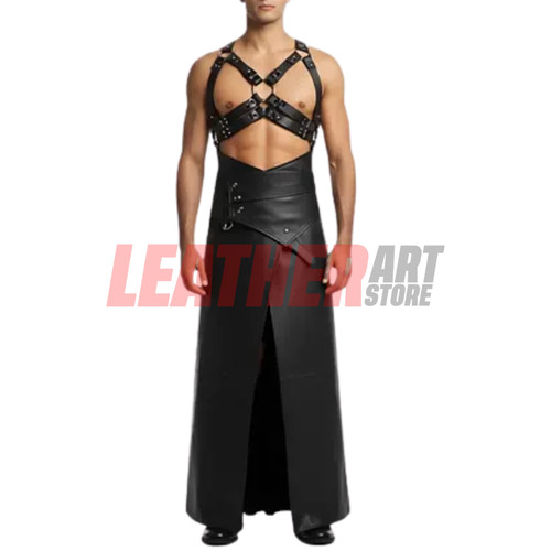 Mens gothic leather maxi - mens,
