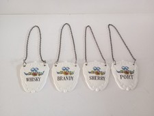 Coalport Set of 4 Bone China Decanter Labels Whiskey Brandy Sherry Port. VGC.
