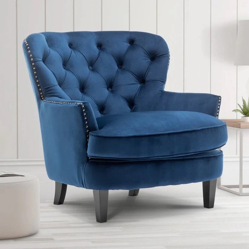 Velvet blue buttoned - velvet, ava