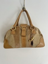 Ri2K Tan Leather Suede Pony Hair Bowling Bag Y2K Doctor Style Gold Hardware