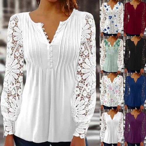 Womens lace neck tops - lace,