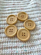 Pack of 5 Large Wooden Buttons 40mm (1.5 Inch) 4 Holes