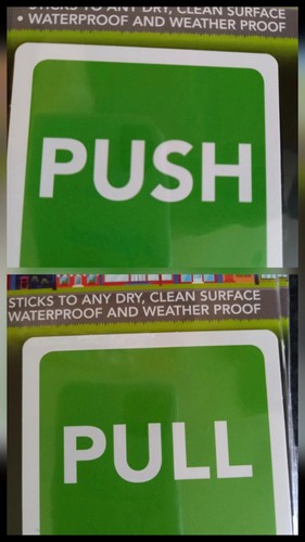 Vinyl door sign stickers push - vinyl,