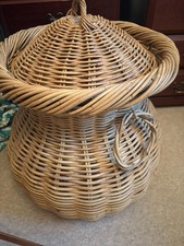 Vintage Wicker Ali Baba Snake Charmer Laundry Basket 