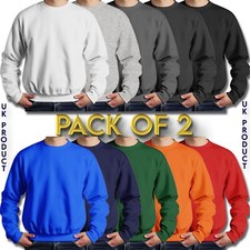 Mens Sweatshirt 2 Pack Heavy Blend Crew Neck Plain Jumper Pullover  High Quality