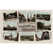 GODALMING Surrey Multi View Postcard, Postmarked 1910