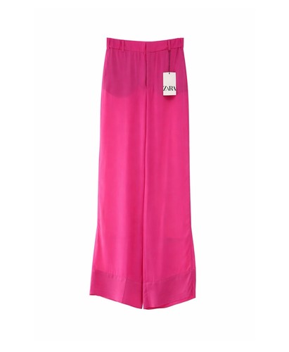 New zara pink crepe wide - crepe, leg