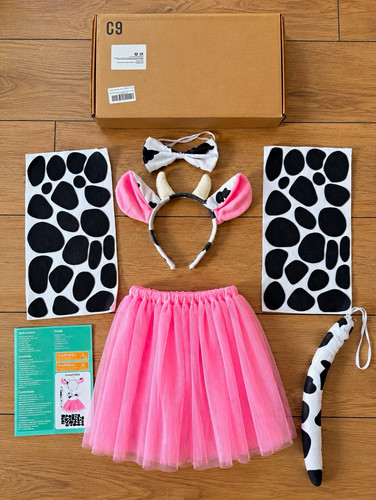 Pink cow costume set - pink,