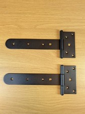 Black Finish Tee Hinges 9"  Barn Shed Door Garage Gate Strap T Hinges Pair
