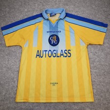 Vintage Chelsea Shirt Medium Yellow Away Kit 1997 1998 Autoglass Soccer Jersey
