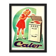 Sabo Calor Electric Oven Cooker Stove Advert Framed Wall Art Print 18X24 In