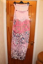 LADIES DUNGAREES / JUMPSUIT VERY PRETTY MULTICOLOURED BUTTON TIE SIDES XL (16)