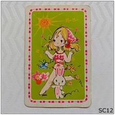 Girl & Bunny Rabbit Kafo Blank Back Swap Card (SC12)