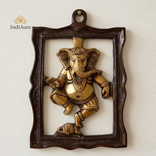Brass ganesha wall hanging - brass,