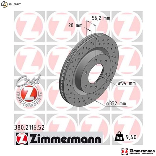 Brake disc 380 2116 for - brake, 380.2116.52