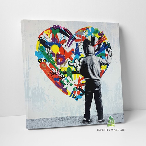 Love heart graffiti canvas art - love,