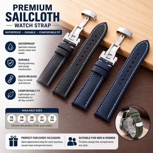 Sailcloth watch strap 18mm - watch,