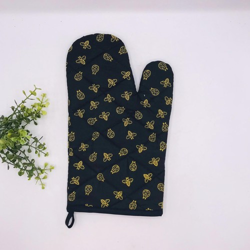 Oven mitt gold bees - gold, and