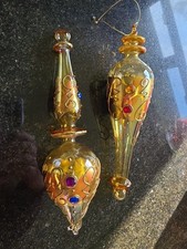 2 Glass Ornaments - Egyptian