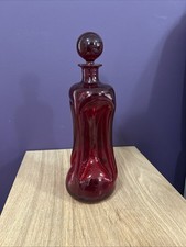 LARGE Ruby Red  GLASS GLUG GLUG BOTTLE 12”