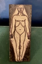 Vintage Anatomical Body Pictorial Metal Printing Block with Handle
