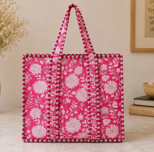 Quilted cotton tote - , with
